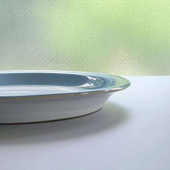 Vintage Denby Castile Dinner Plate Blue Rim Tan Embossed Accents Stoneware - Picture 9 of 11